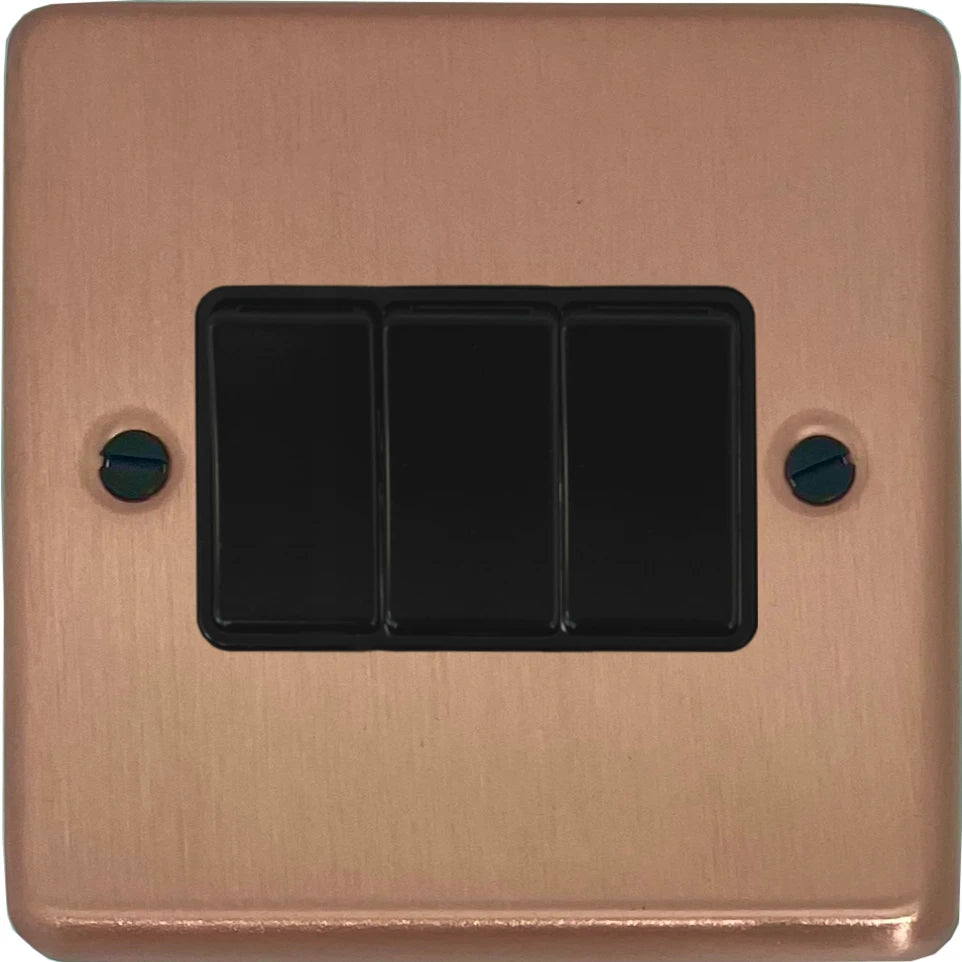 Contour Rose Gold 3 Gang 2 Way Switch