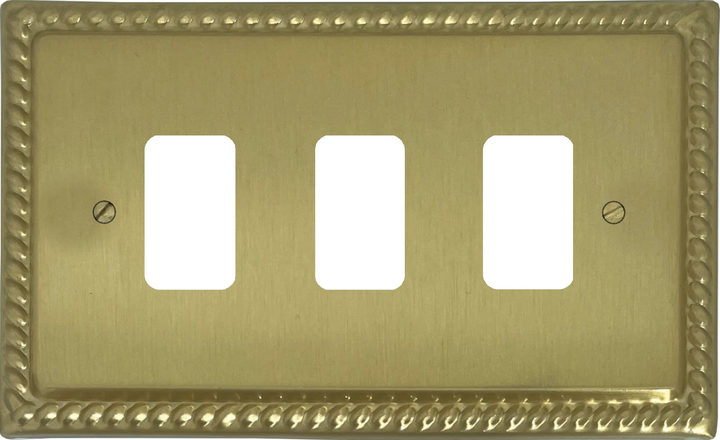 Georgian Satin Brass 3 Gang Grid Plate