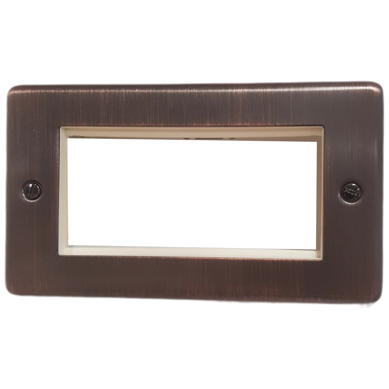 Contour Antique Copper 2 Gang 4 Mod Plate + Frame