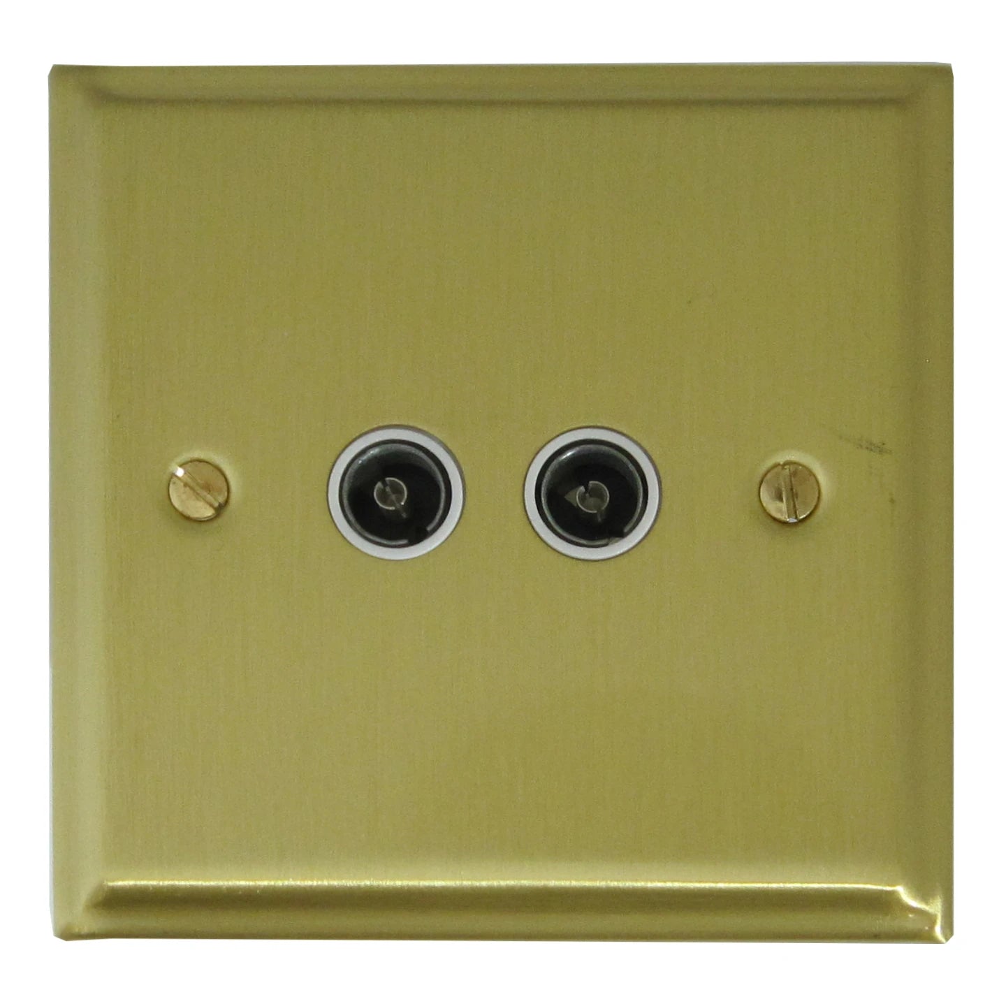 Deco Satin Brass 2 Gang Coax Point