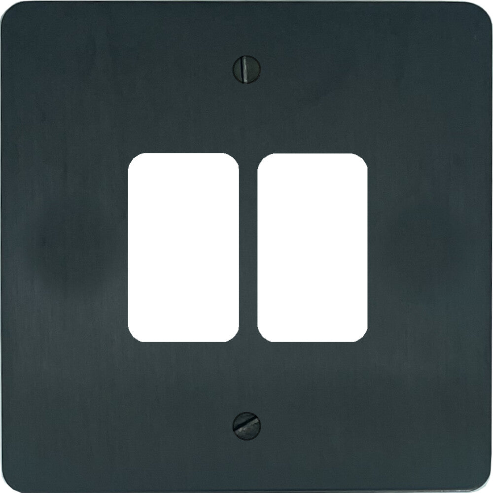 Flat Black Bronze 2 Gang Grid Plate