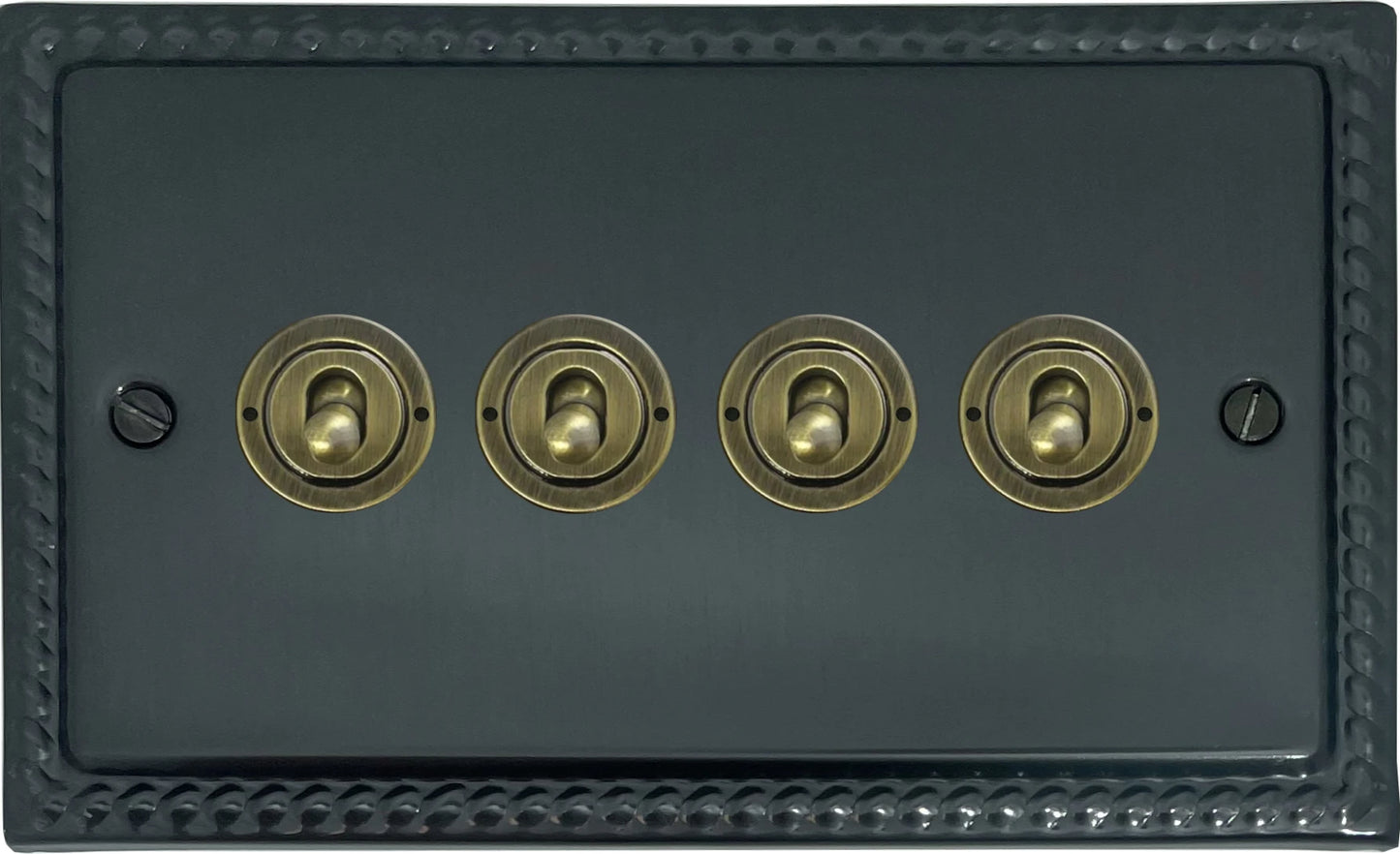 Monarch Black Bronze 4 Gang Toggle Switch (Antique Brass Toggles)