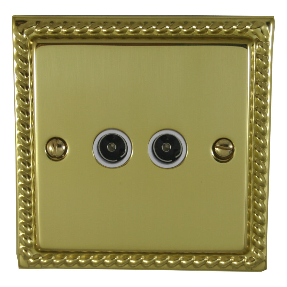 Georgian Polished Brass 2 Gang Coax Point