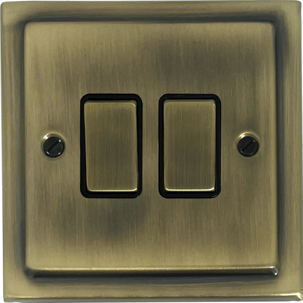 Victorian Light Antique Brass 2 Gang Switch