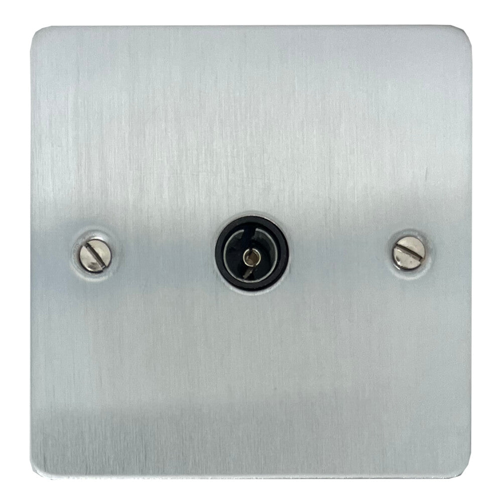 Flat Satin Chrome 1 Gang Coax Point