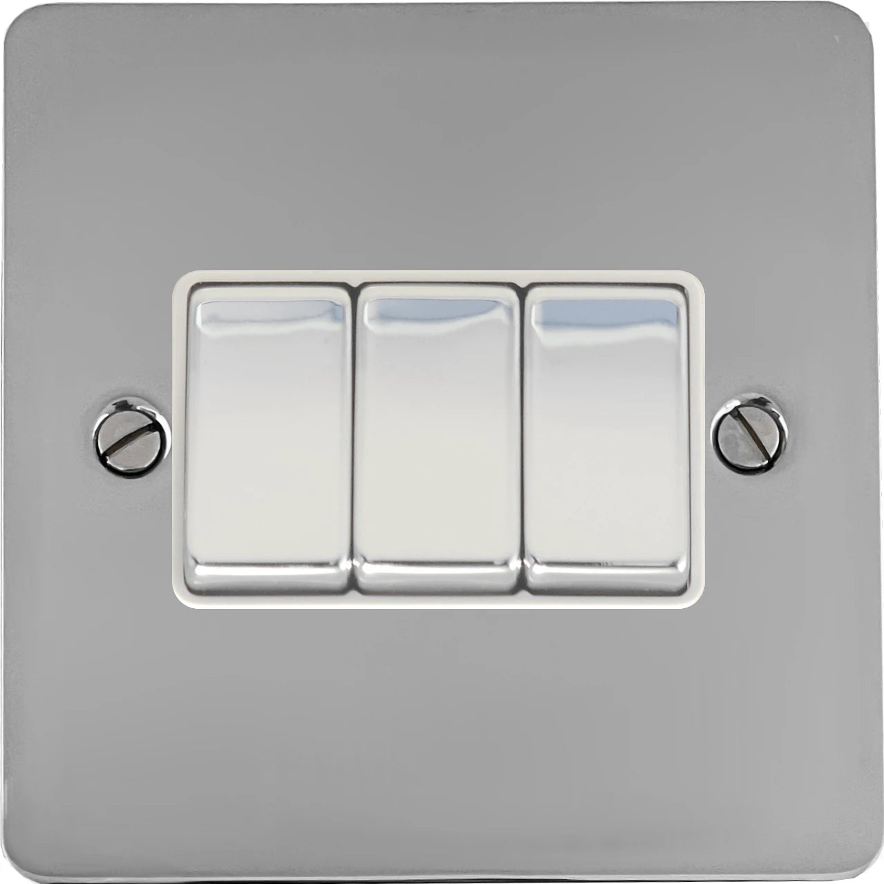 Flat Polished Chrome 3 Gang 2 Way Switch