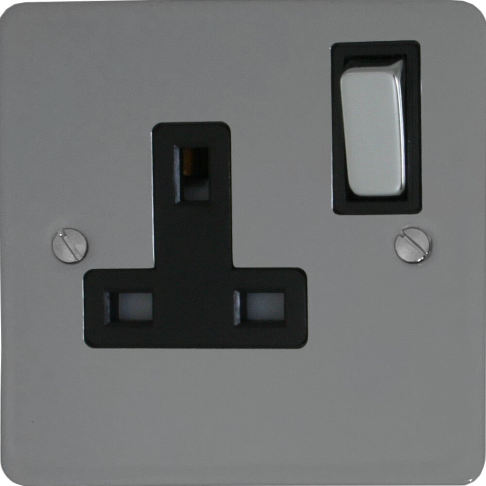 Flat Light Grey 1 Gang Switched Socket
