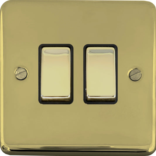 Contour Polished Brass 2 Gang Switch