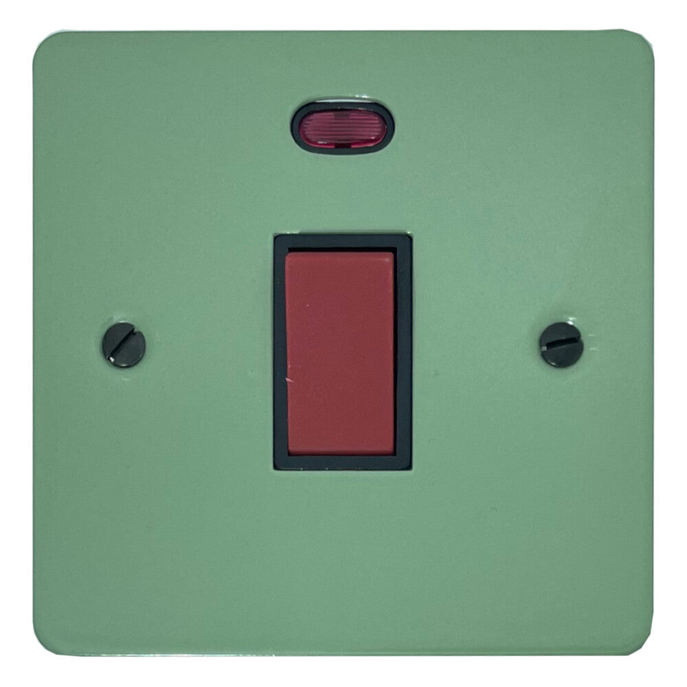 Flat Sage Green 45 Amp DP Switch with Neon (Black Insert)