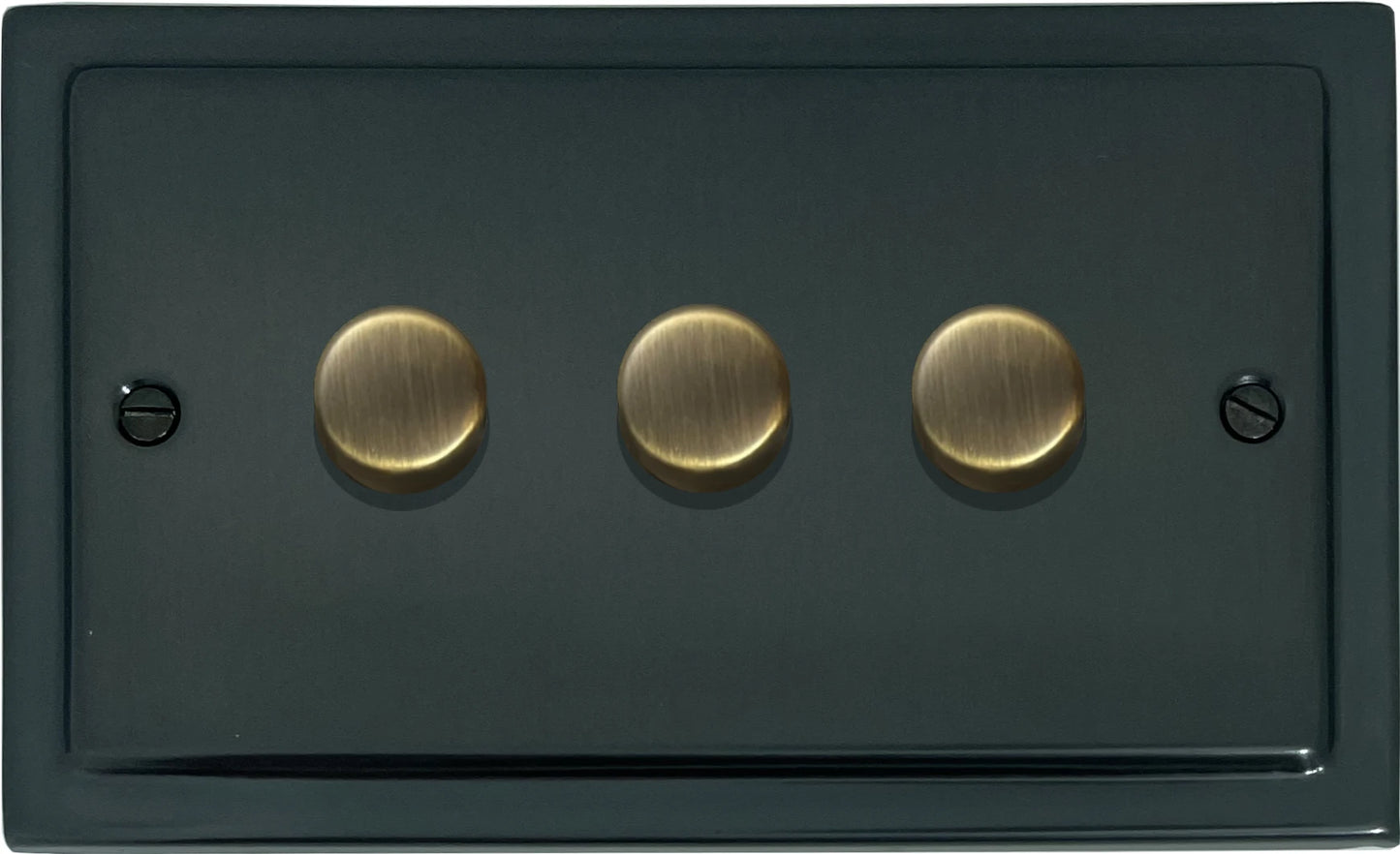 Victorian Black Bronze 3 Gang LED Dimmer