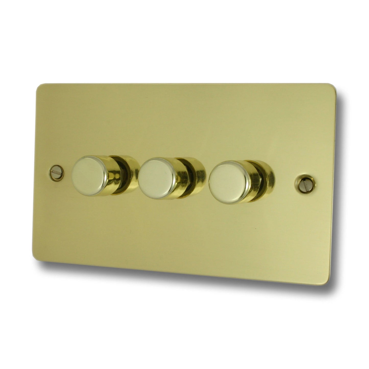 Flat Polished Brass 3 Gang LED Dimmer