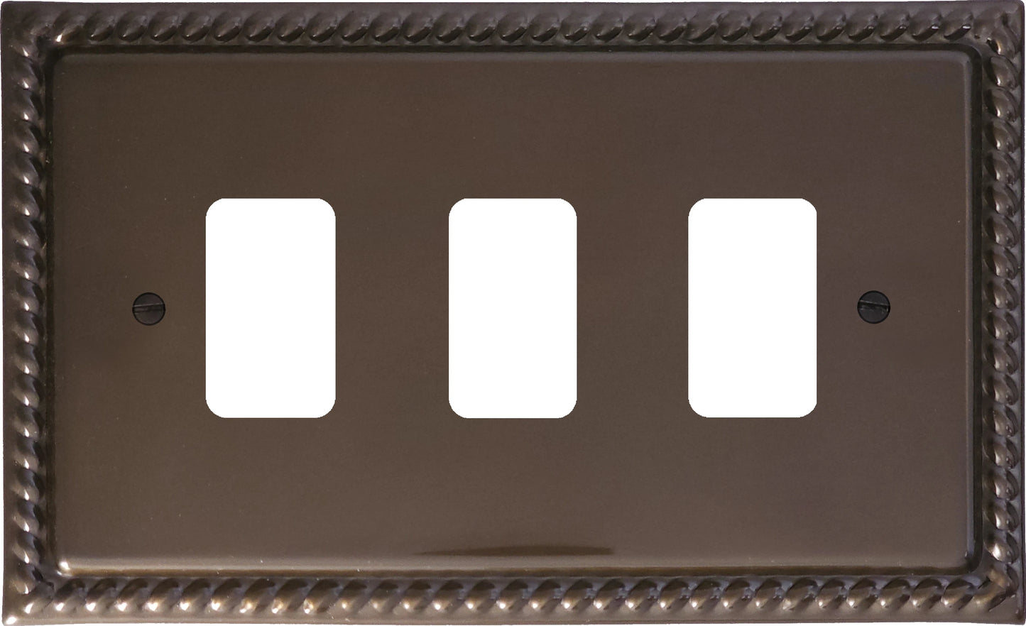 Georgian Medium Bronze 3 Gang Grid Plate