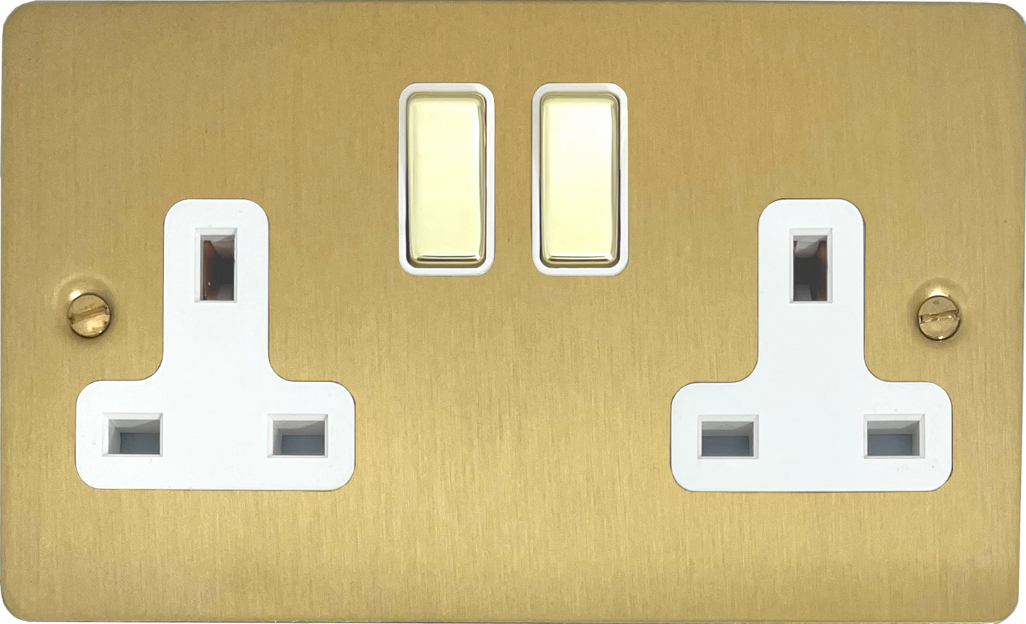 Flat Satin Brass 2 Gang Socket