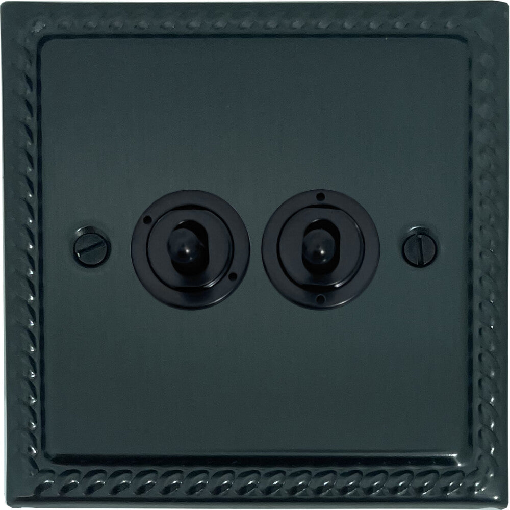 Georgian Black Bronze 2 Gang Toggle Switch (Black Toggle)