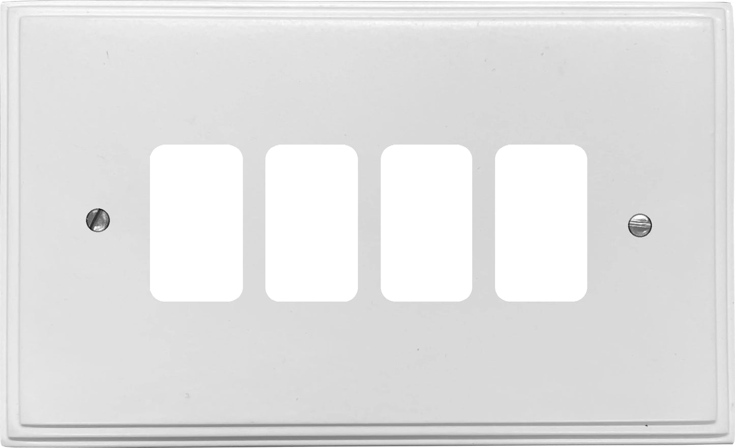 Victorian Flat White 4 Gang Grid Plate