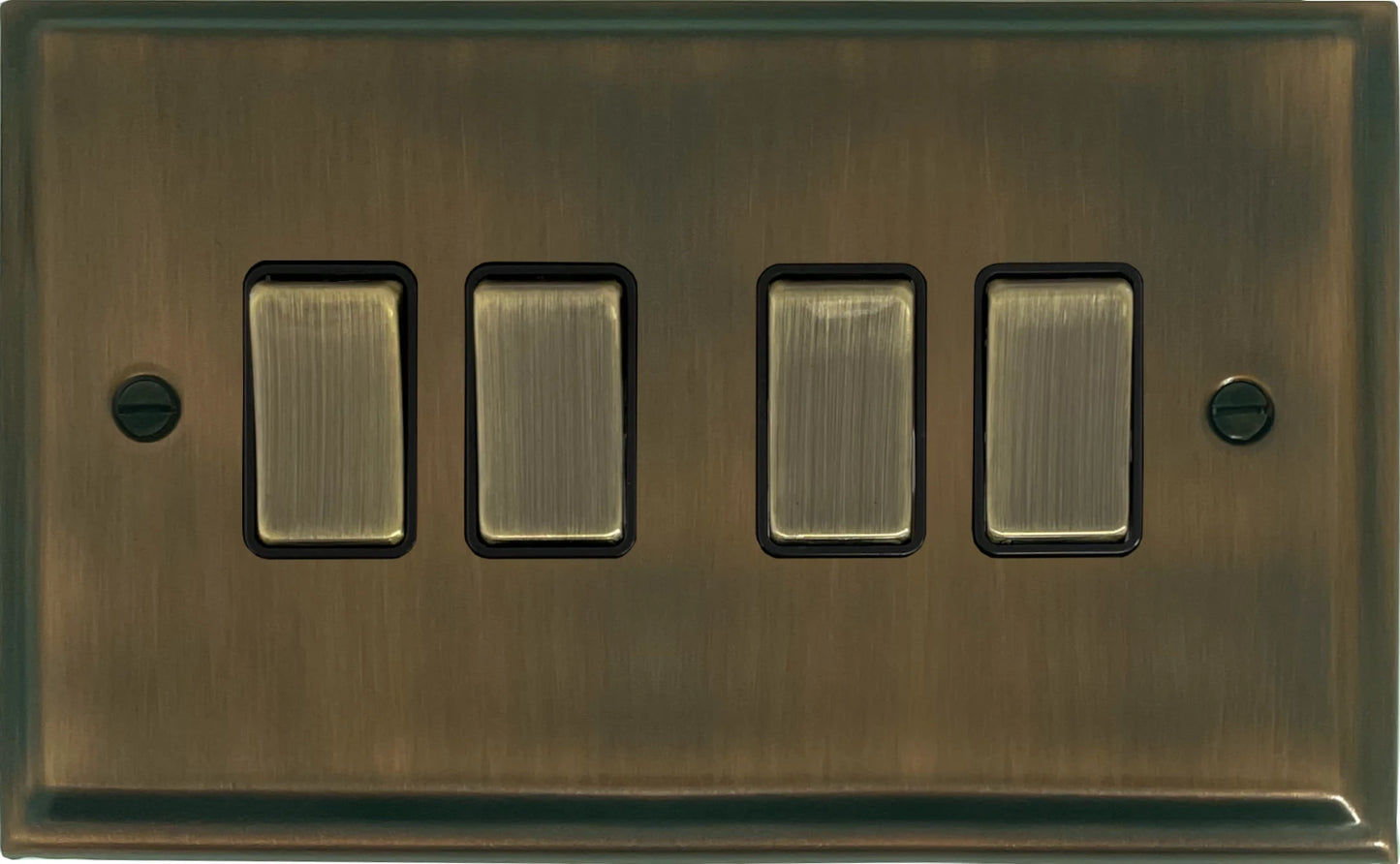 Deco Antique Brass 4 Gang Switch (Brass Switches)