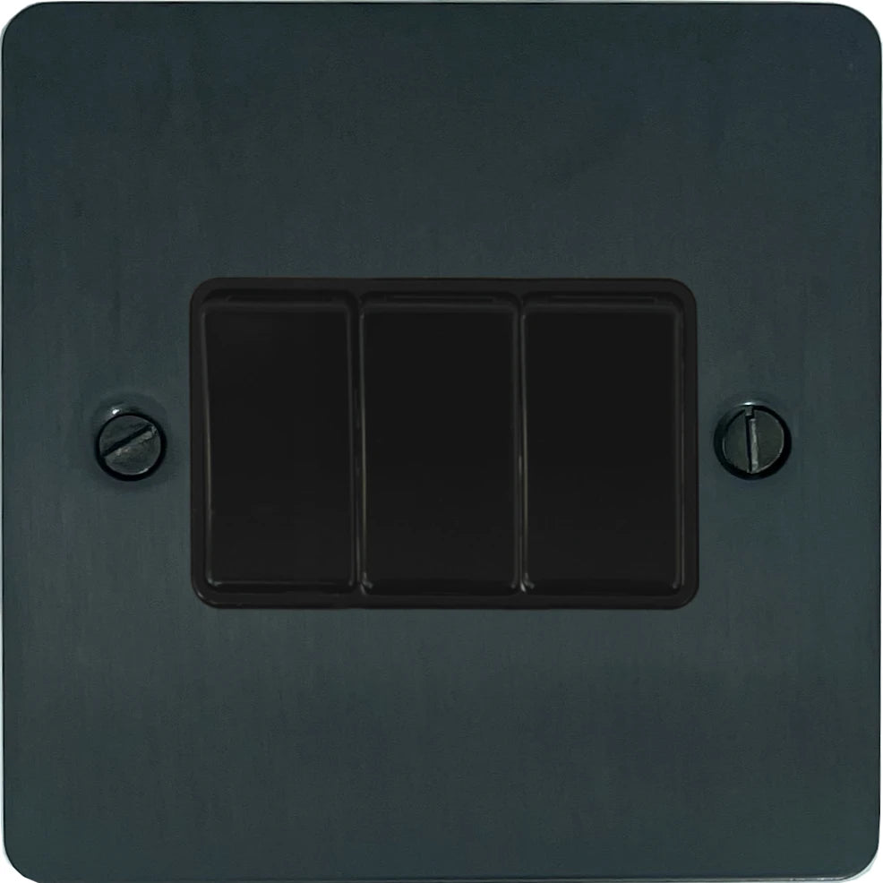 Flat Black Bronze 3 Gang Switch