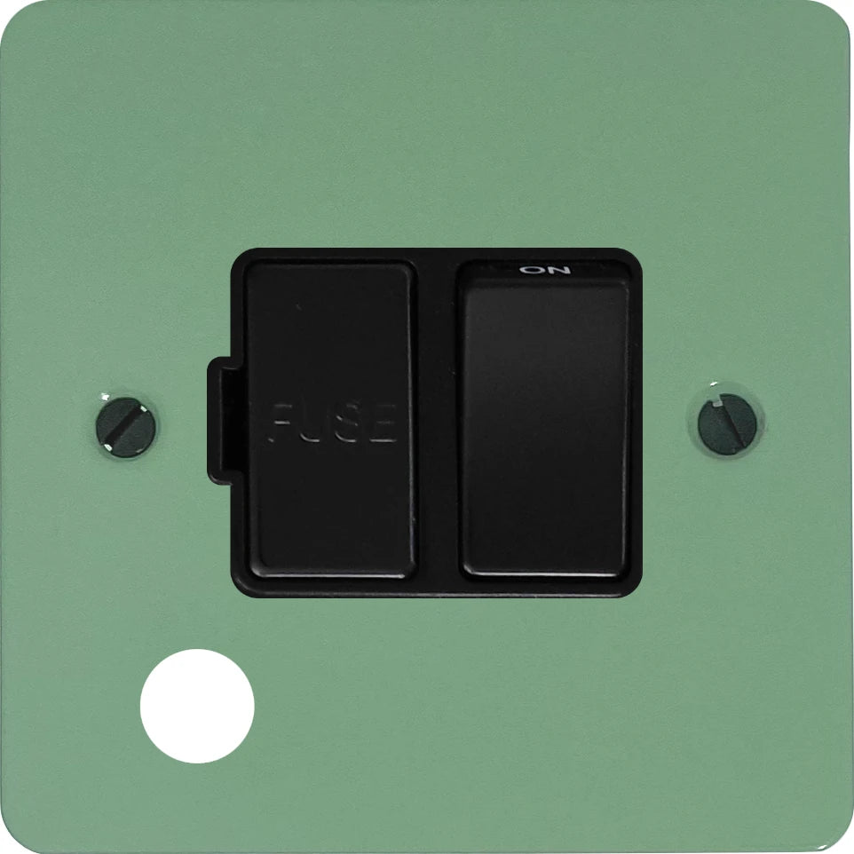 Flat Sage Green Switched Fuse Spur with Flex Outlet (Black Switch)