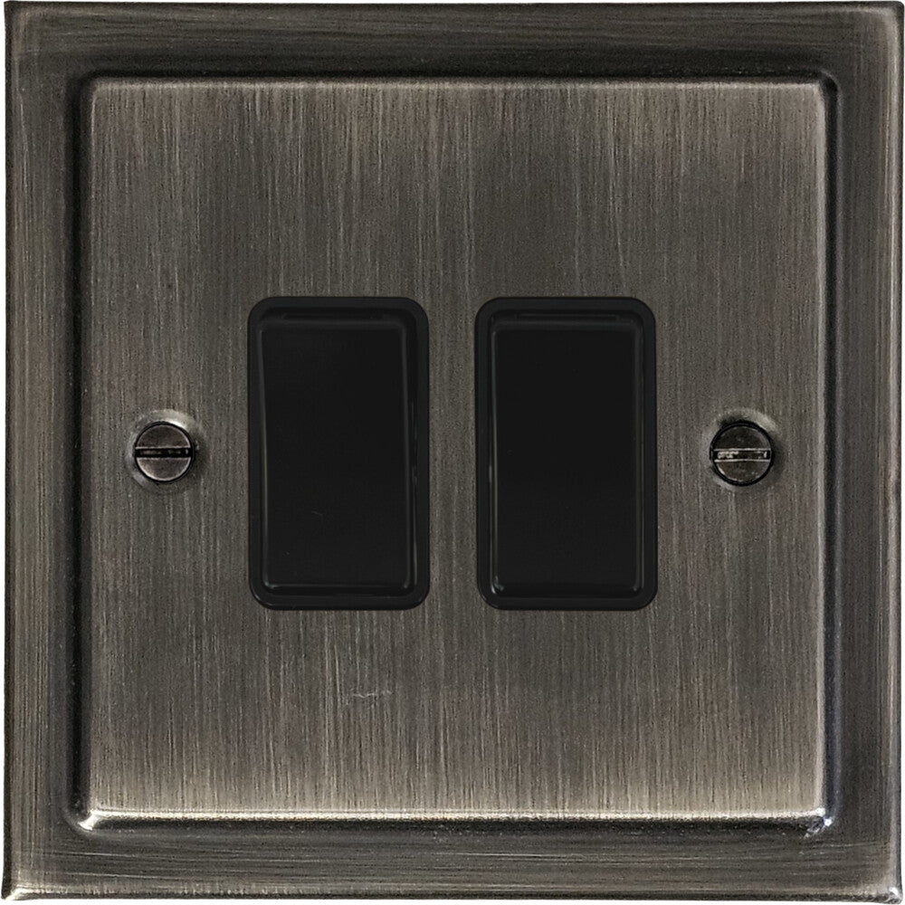 Victorian Antique Nickel 2 Gang Switch
