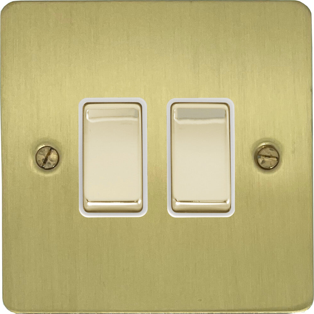 Flat Satin Brass 2 Gang Switch