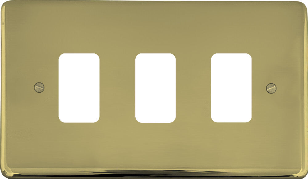 Contour Polished Brass 3 Gang Grid Plate
