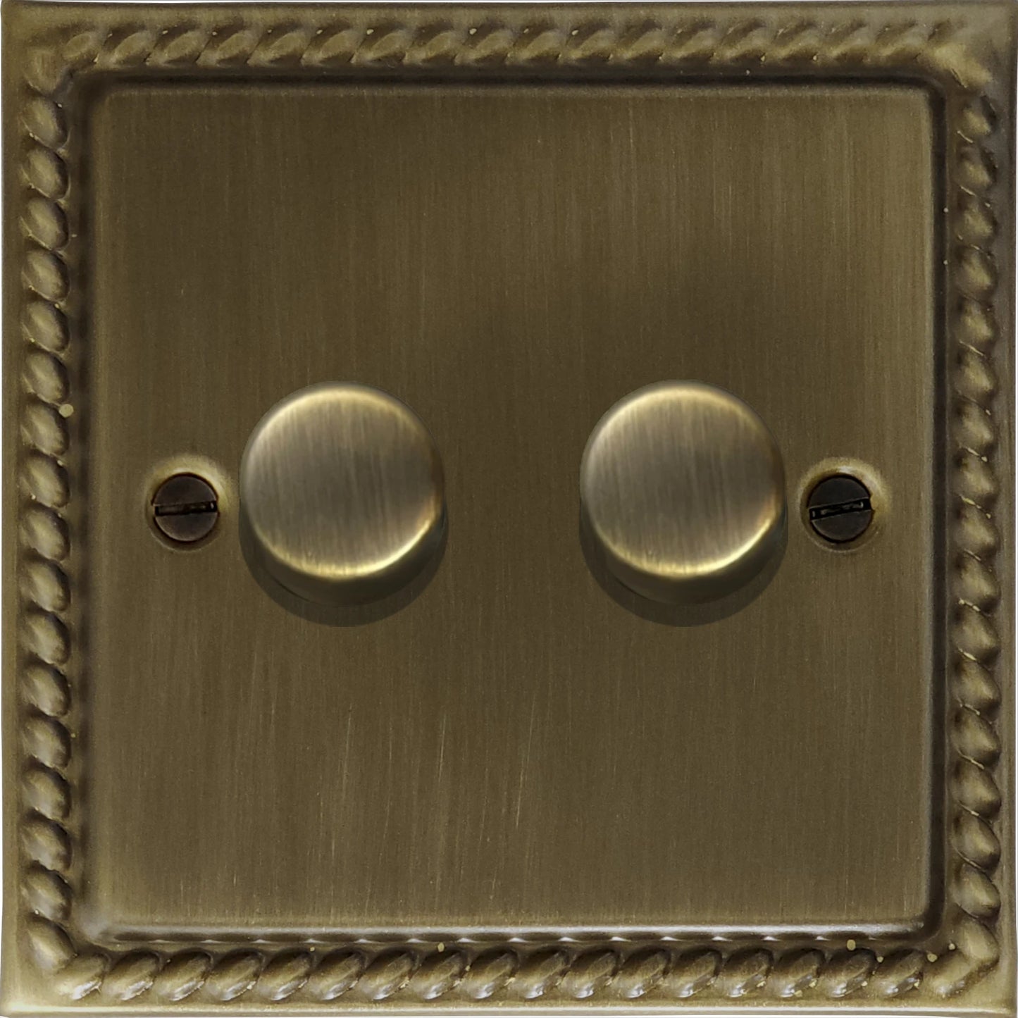 Georgian Antique Brass 2 Gang LED Dimmer