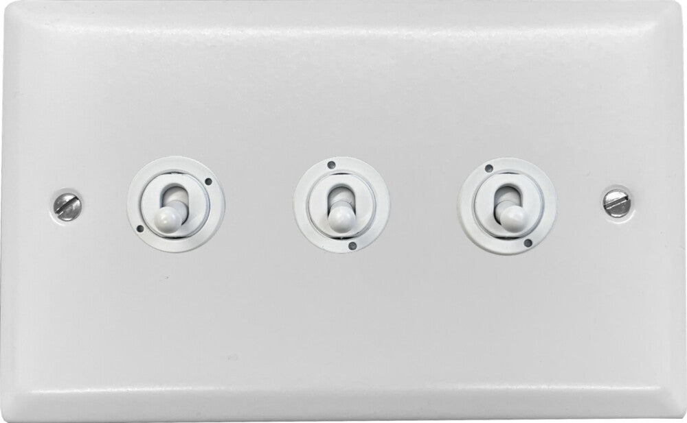 Spectrum Flat White 3 Gang Toggle (White Toggle)