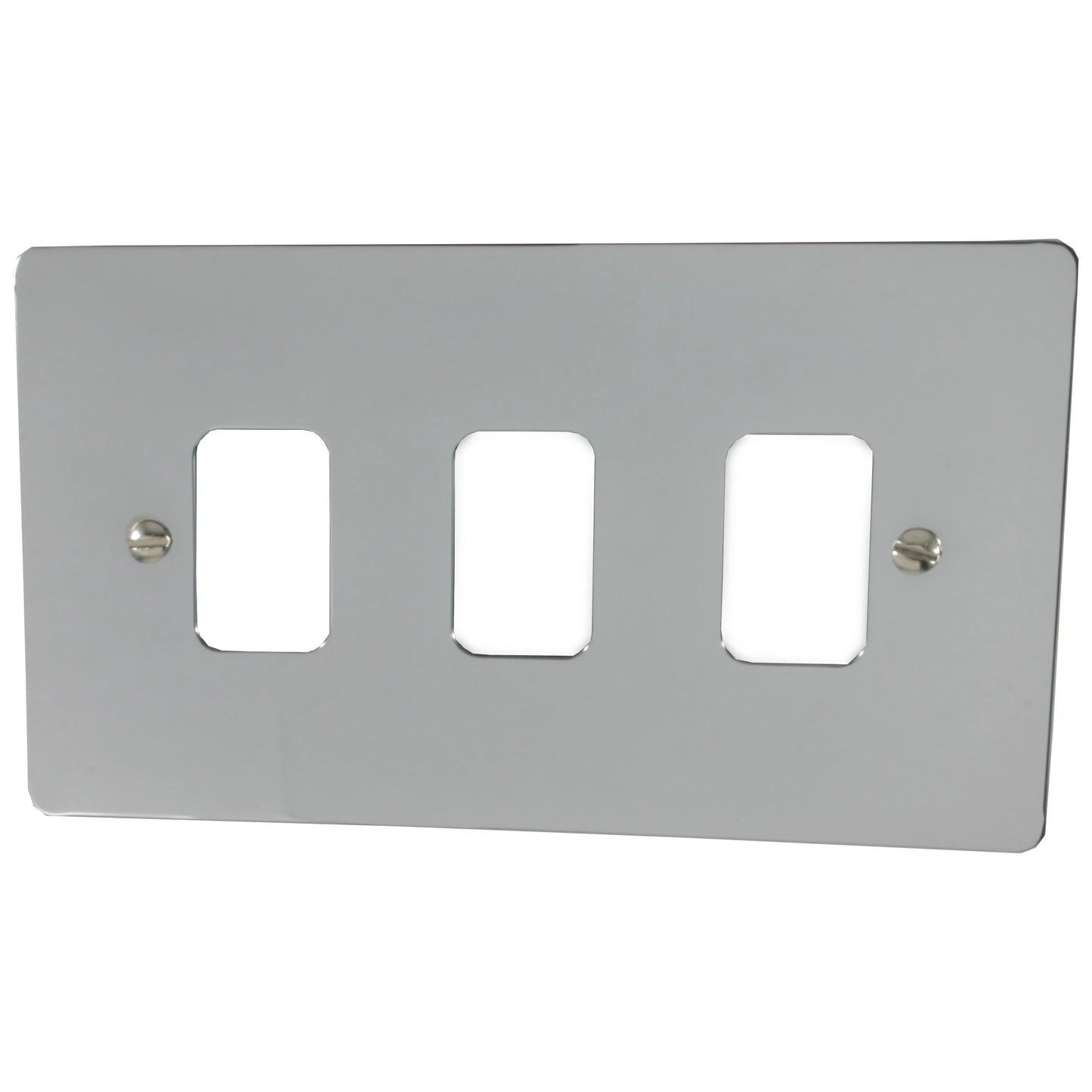 Flat Polished Chrome 3 Gang Grid Plate