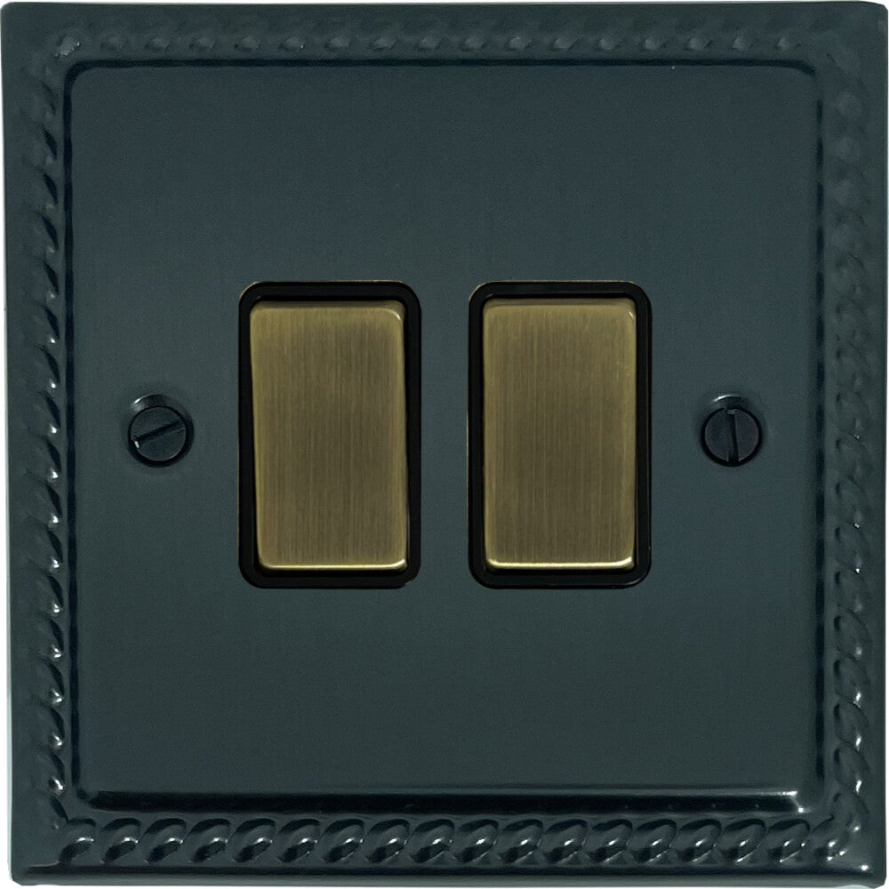 Georgian Black Bronze 2 Gang Switch (Antique Brass Switch)