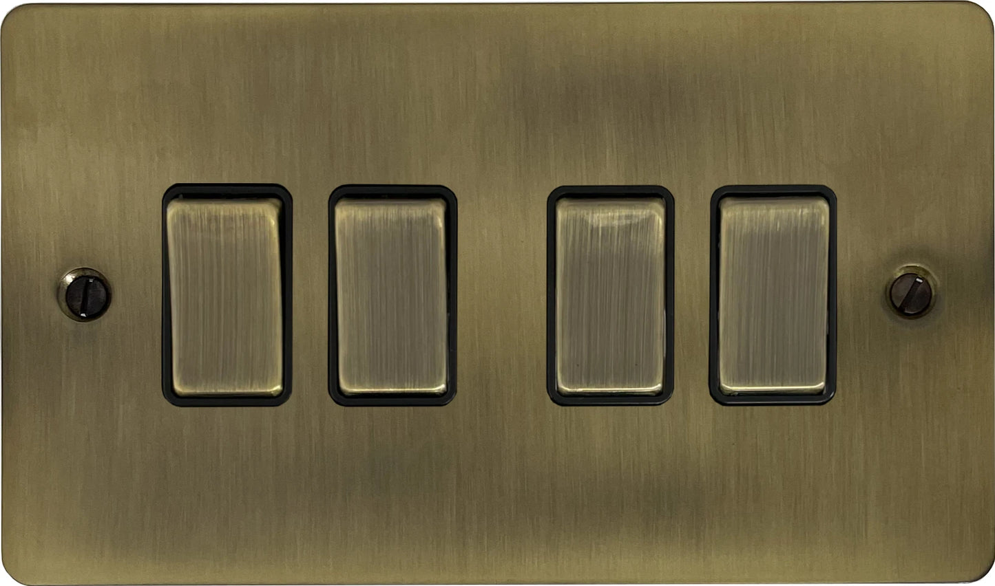 Flat Light Antique Brass 4 Gang 2 Way Switch