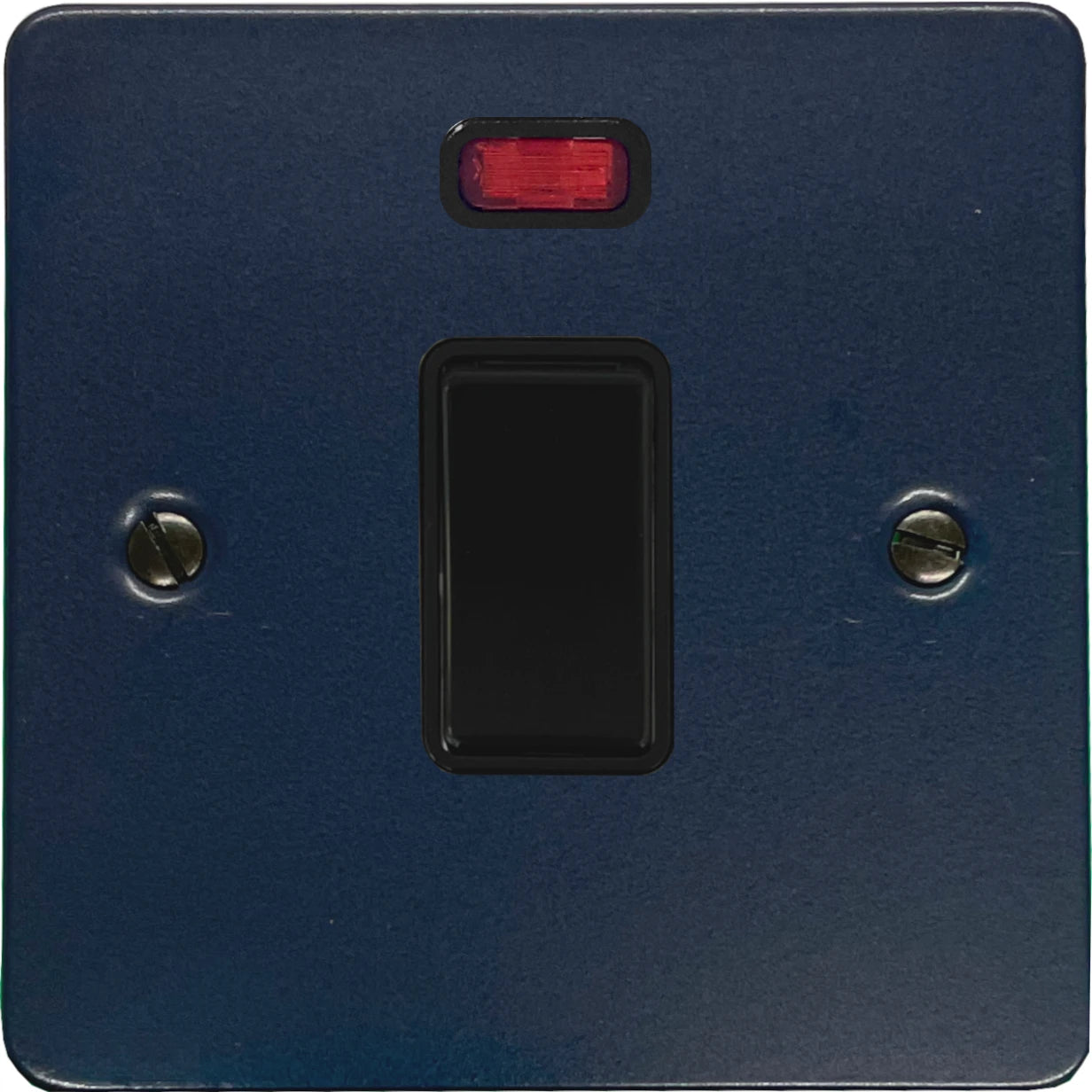 Flat Blue 20 Amp DP Switch with Neon (Black Switch)