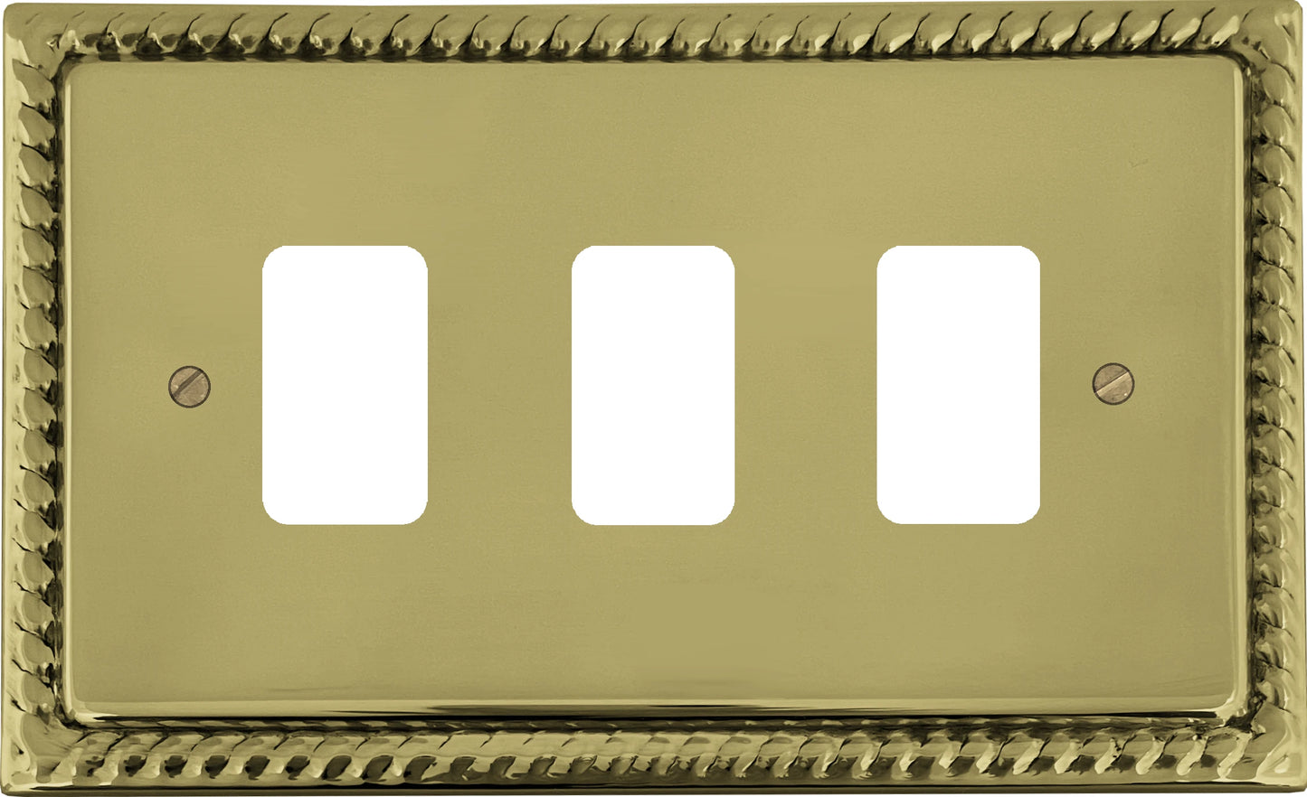 Georgian Polished Brass 3 Gang Grid Plate