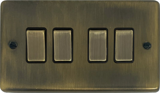 Contour Antique Brass 4 Gang Switch (Brass Switches)