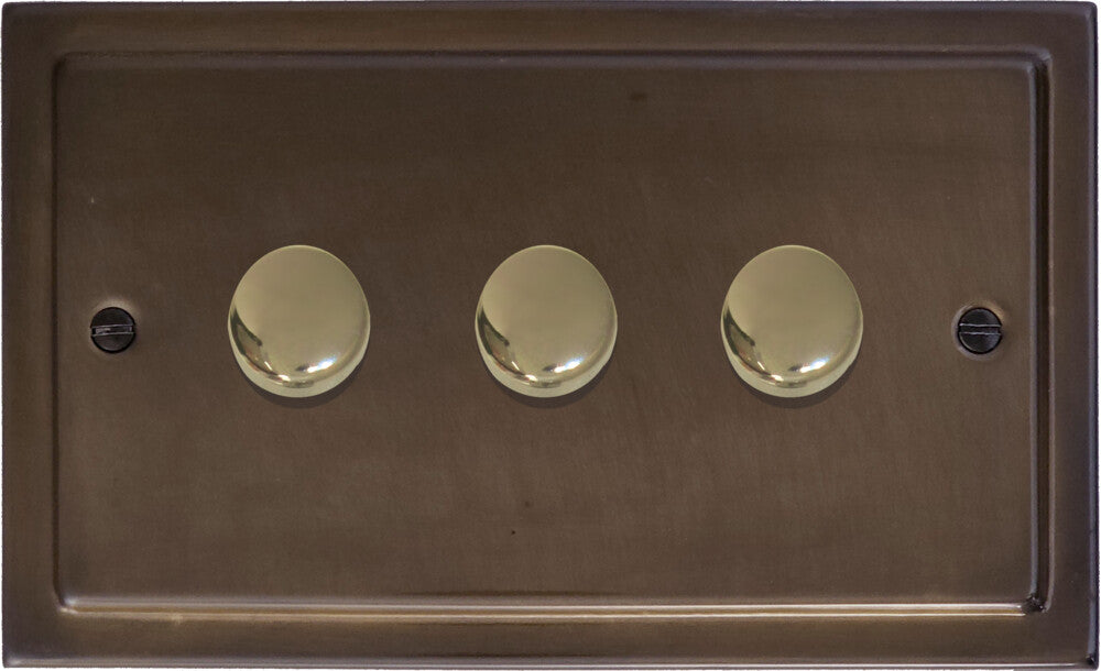Victorian Medium Bronze 3 Gang LED Dimmer