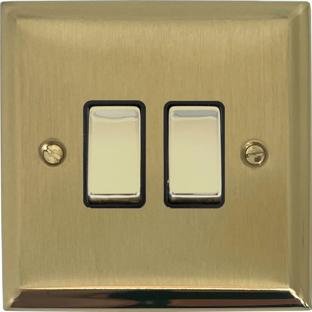 Deco Satin Brass 2 Gang Switch