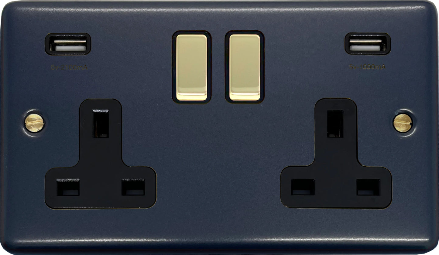 Contour Blue Contour 2 Gang Socket Usb