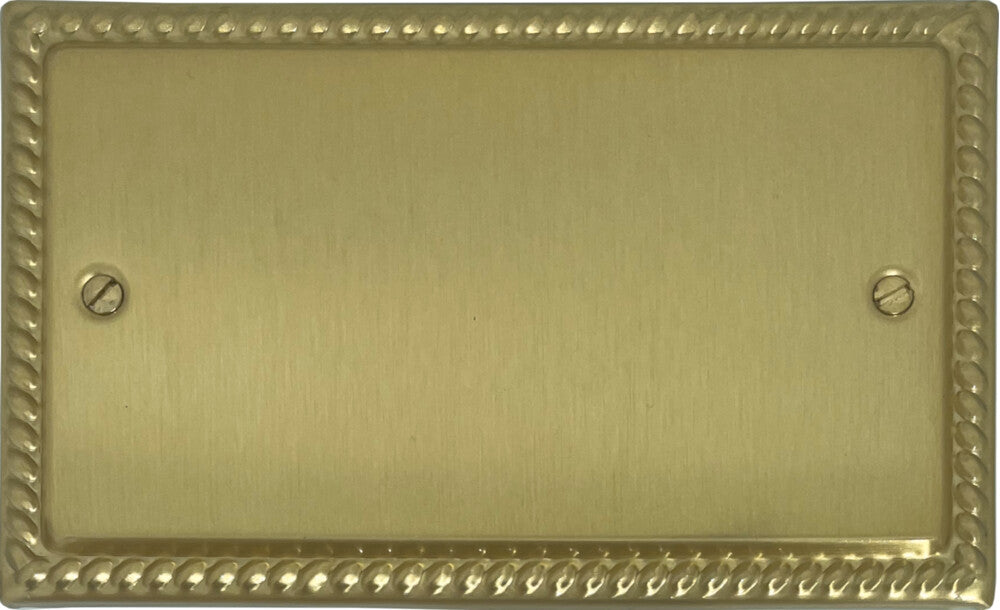 Georgian Satin Brass 2 Gang Blank