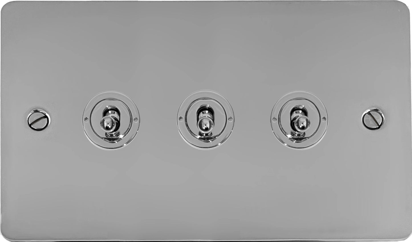 Flat Polished Chrome 3 Gang Toggle Switch