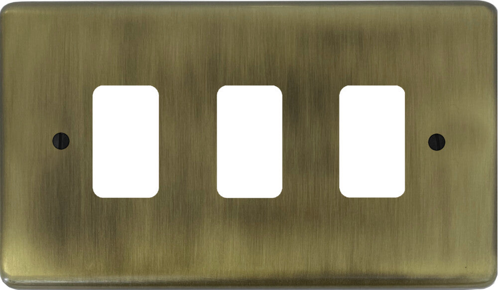 Contour Light Antique Brass 3 Gang Grid Plate