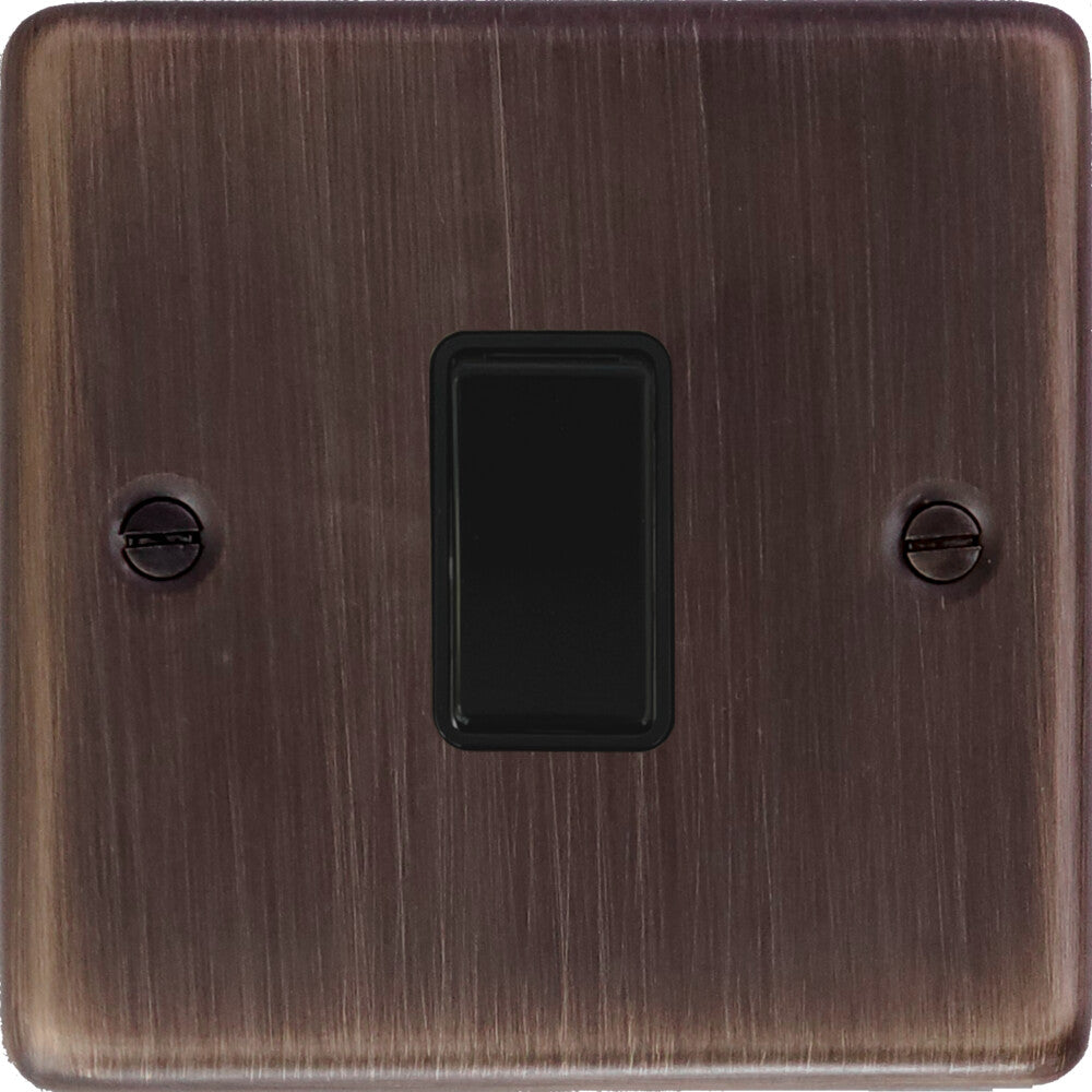 Contour Antique Copper 1 Gang Switch (Black Switch)