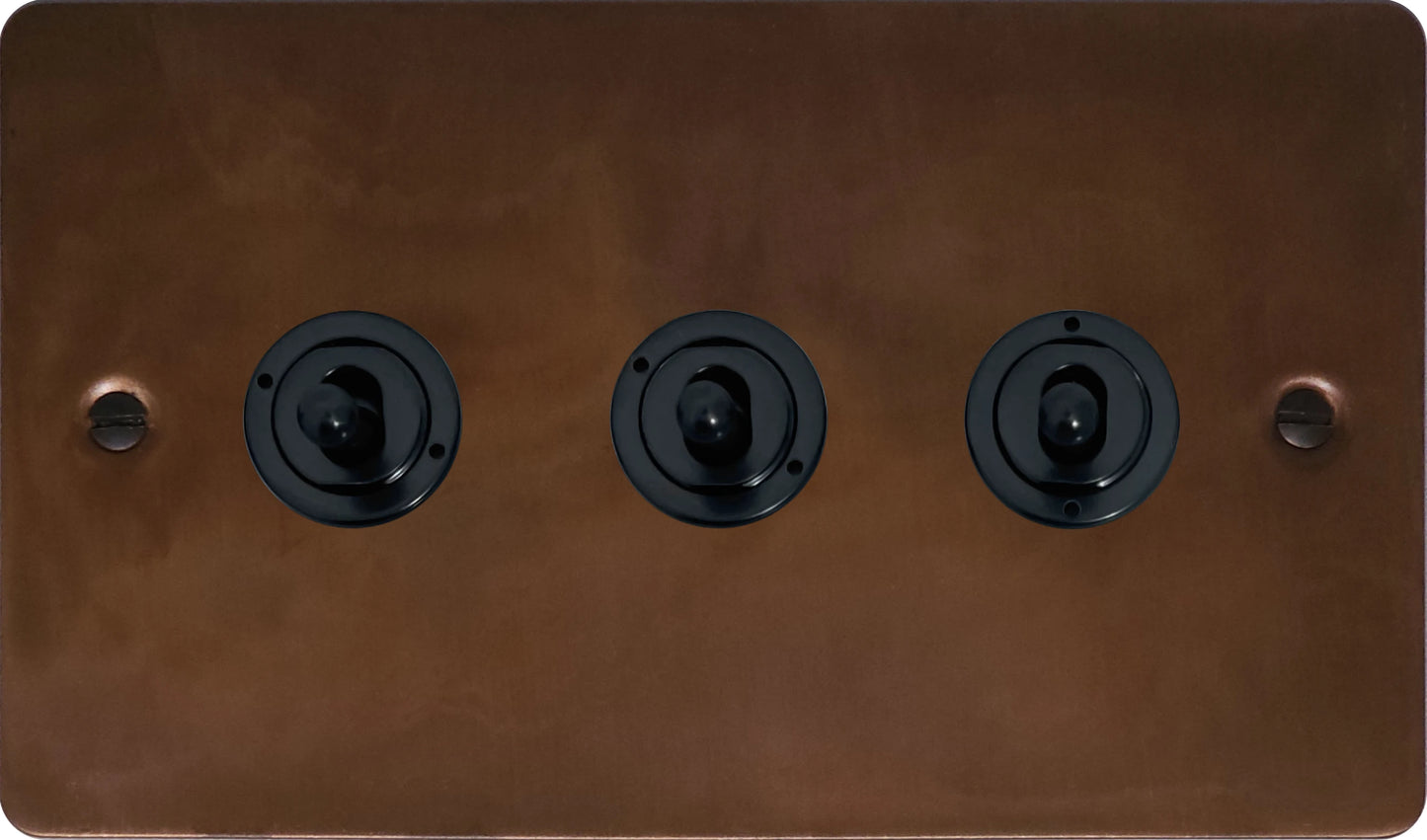 Flat Tarnished Copper 3 Gang Toggle (Flat Black Toggle)