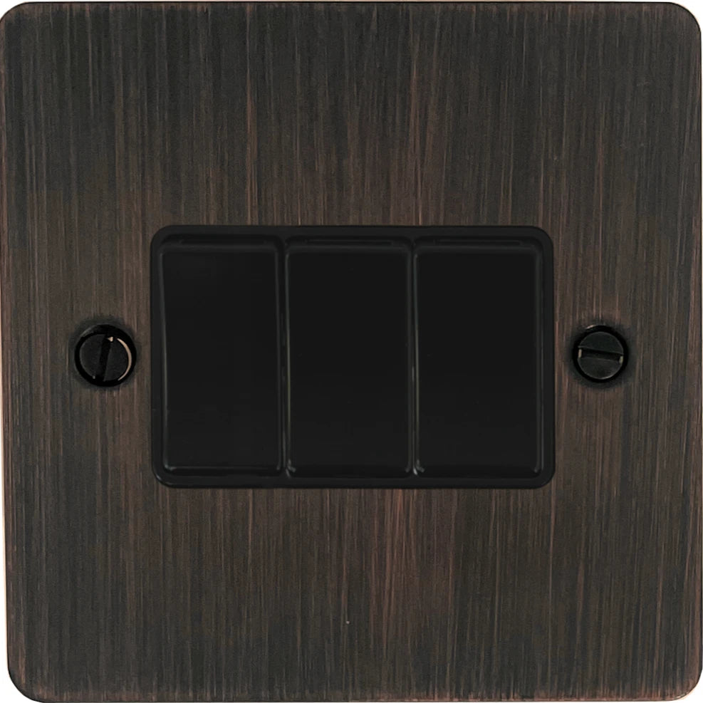 Flat Antique Copper 3 Gang 2 Way Switch