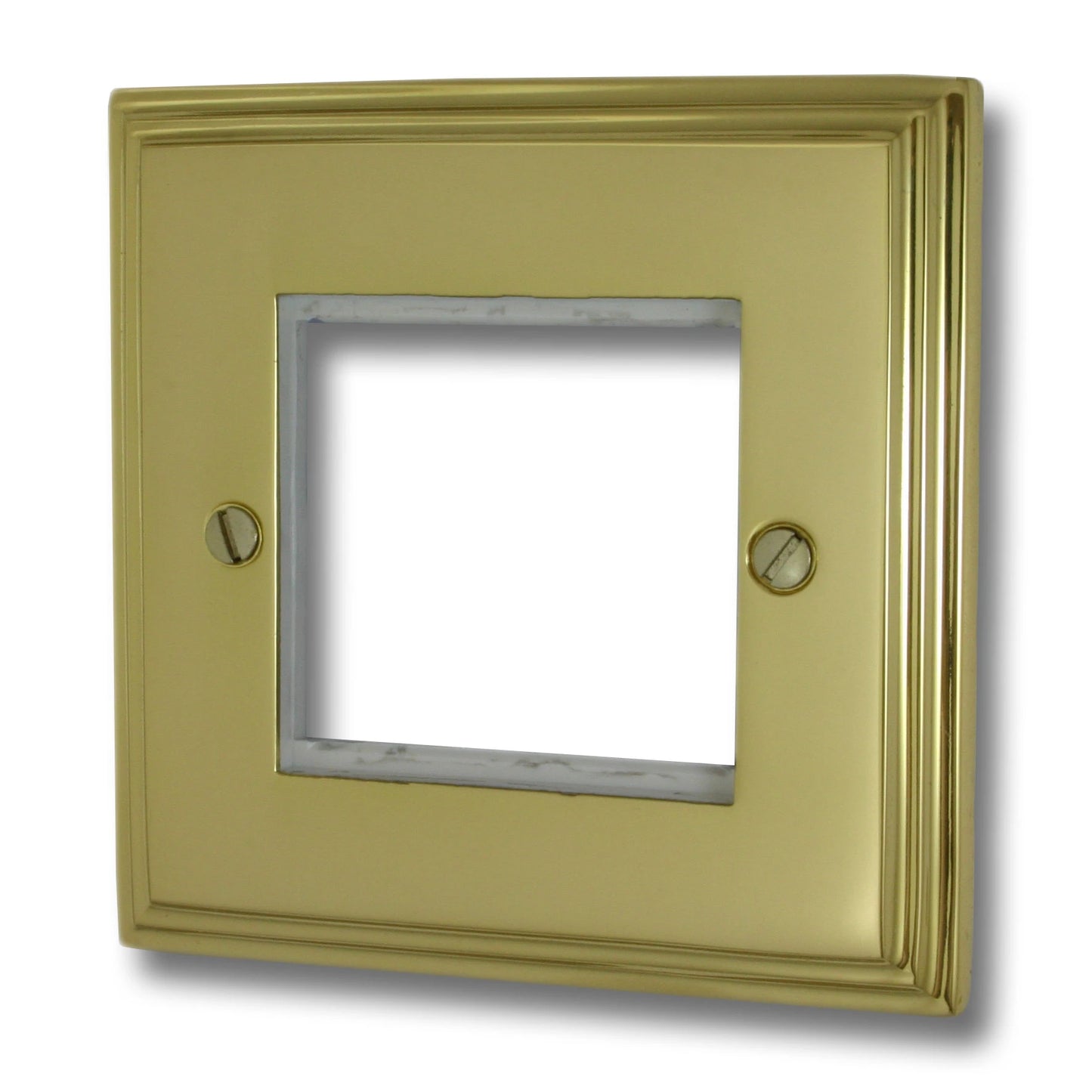 Victorian Polished Brass 1 Gang 2 Module Plate