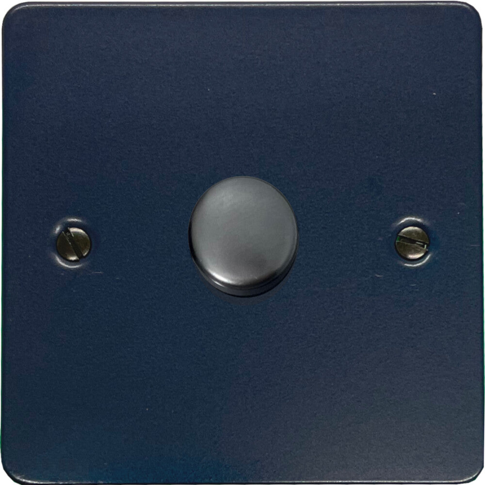 Flat Blue 1 Gang LED Dimmer (Black Cap)