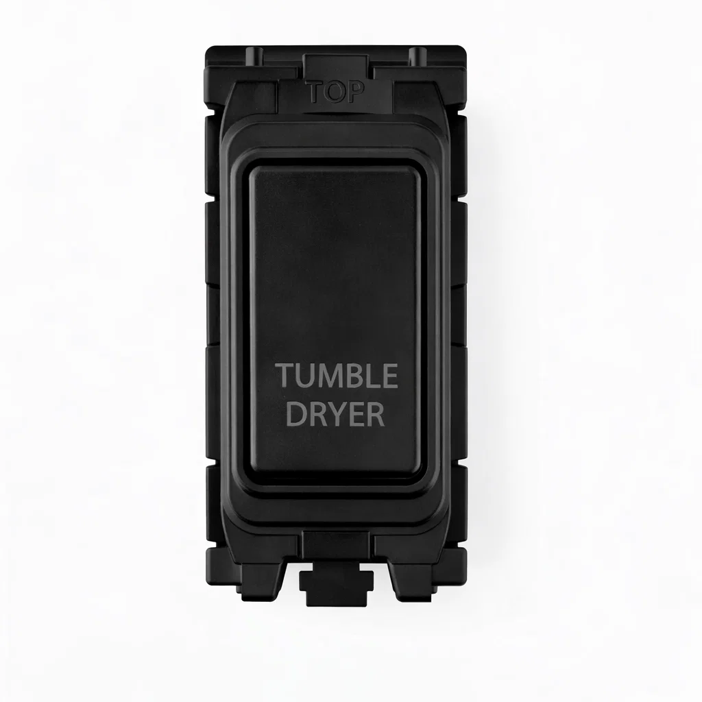 20A Engraved DP Switch -Tumble Dryer - Black Insert