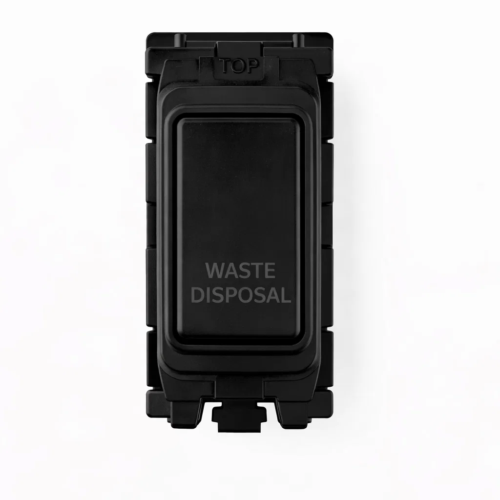 20A Engraved DP Switch Waste Disposal - Black Insert