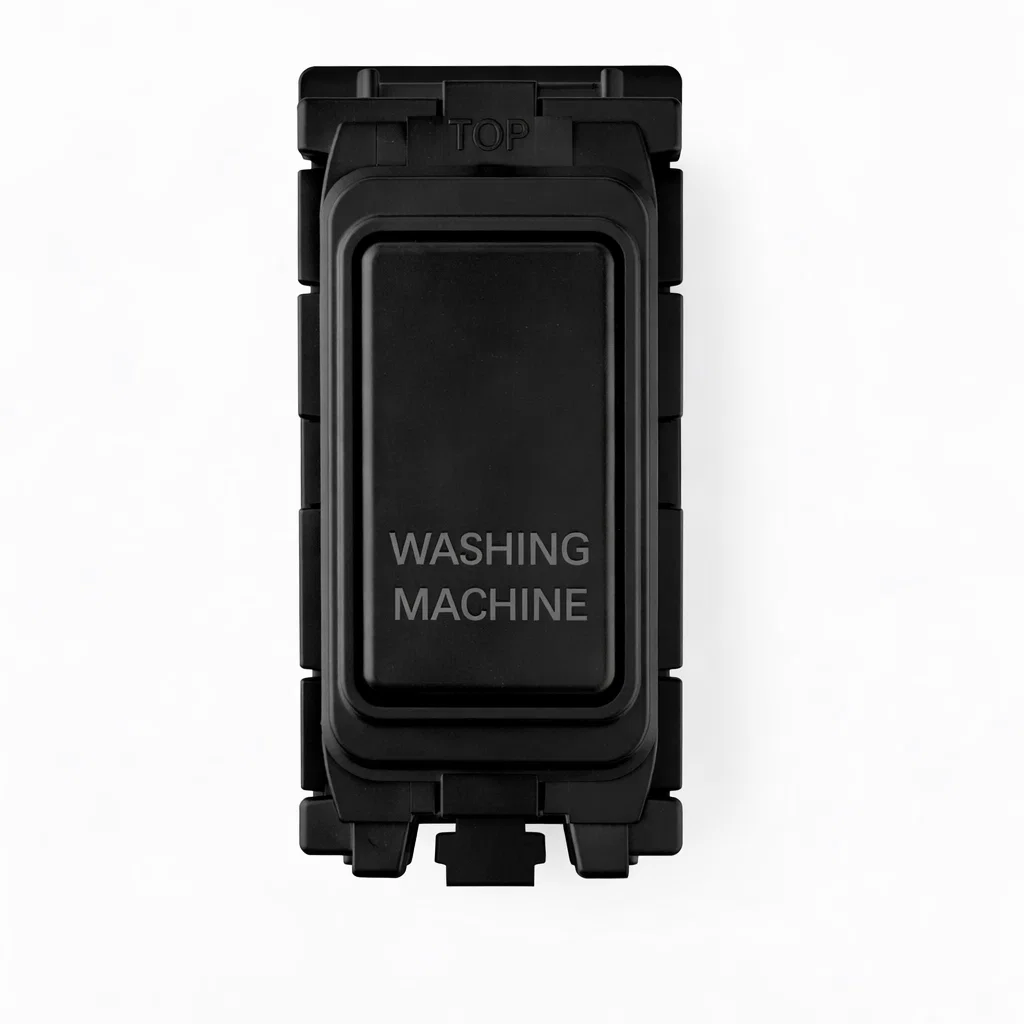20A Engraved DP Switch - Washing Machine - Black Insert
