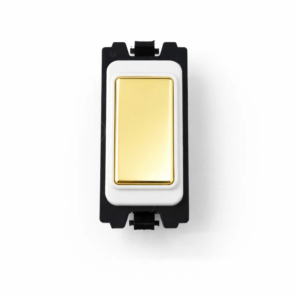 Blanking Piece grid switch - White and Polished Brass Switch