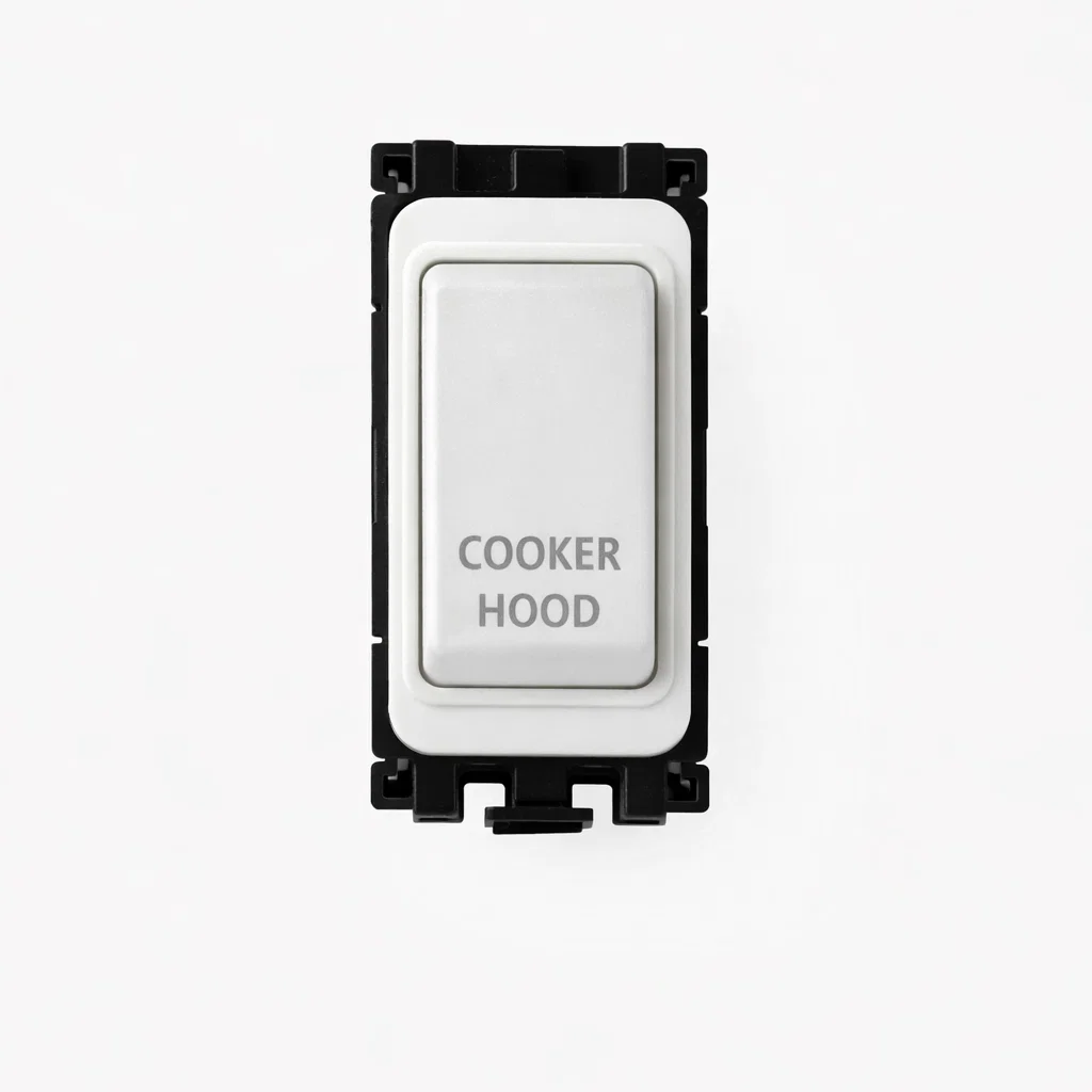 20A DP Switch - Engraved with - Cooker Hood - All White Insert