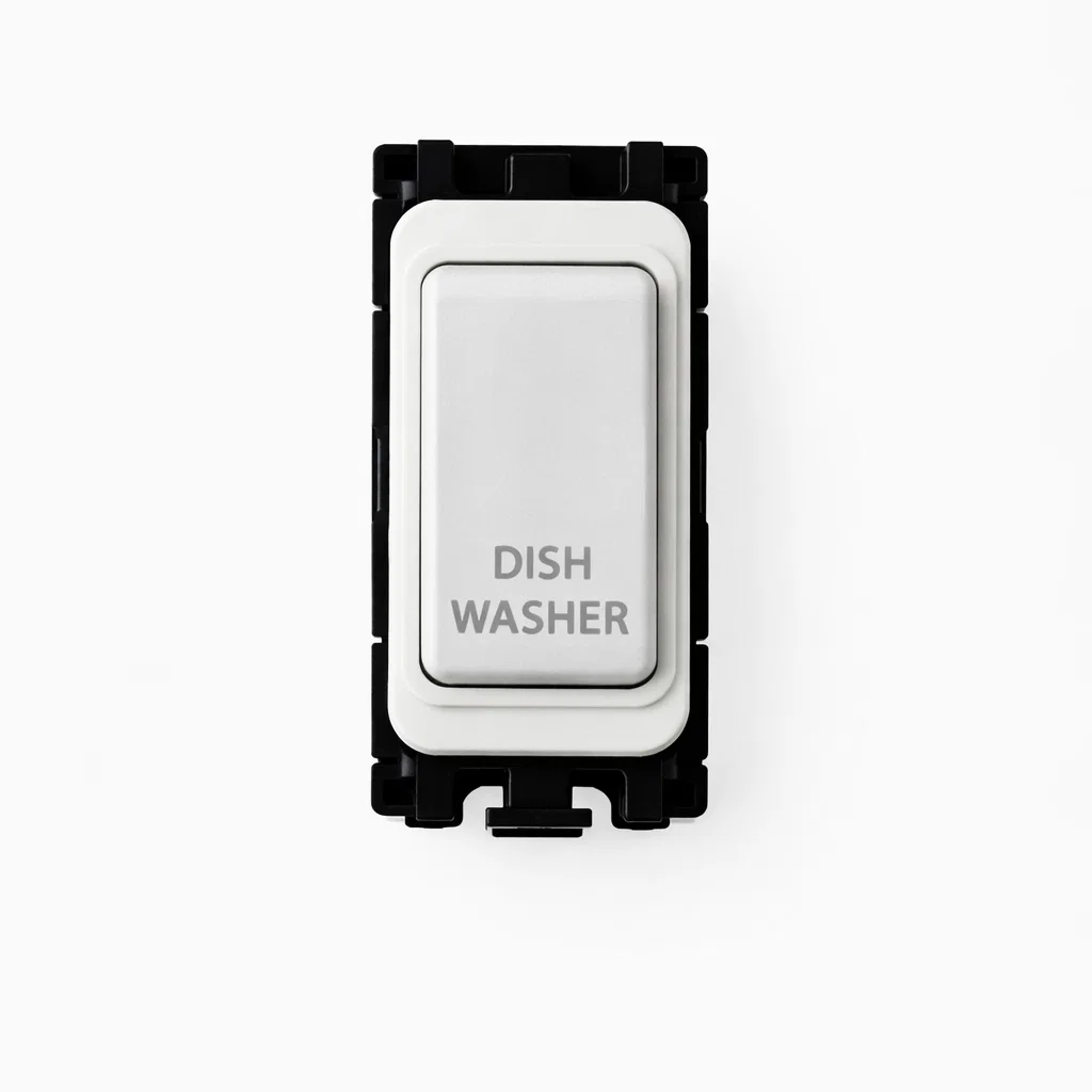 20A DP Switch - Engraved with - Dishwasher - All White Insert